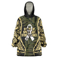 White Ribbon Day New Zealand Wearable Blanket Hoodie Respect Women Maori Pattern Yellow