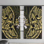 White Ribbon Day New Zealand Window Curtain Respect Women Maori Pattern Yellow