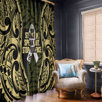 White Ribbon Day New Zealand Window Curtain Respect Women Maori Pattern Yellow