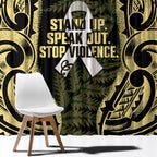 White Ribbon Day New Zealand Window Curtain Respect Women Maori Pattern Yellow