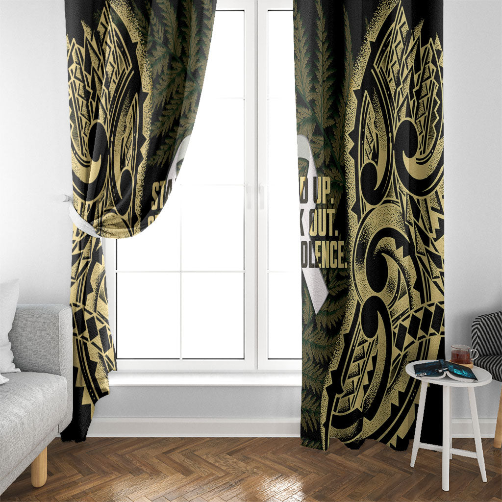 White Ribbon Day New Zealand Window Curtain Respect Women Maori Pattern Yellow
