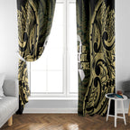White Ribbon Day New Zealand Window Curtain Respect Women Maori Pattern Yellow