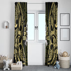 White Ribbon Day New Zealand Window Curtain Respect Women Maori Pattern Yellow