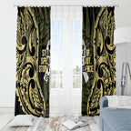 White Ribbon Day New Zealand Window Curtain Respect Women Maori Pattern Yellow