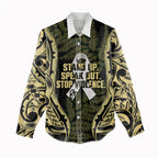 White Ribbon Day New Zealand Women Casual Shirt Respect Women Maori Pattern Yellow