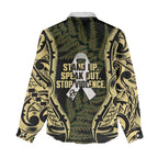 White Ribbon Day New Zealand Women Casual Shirt Respect Women Maori Pattern Yellow