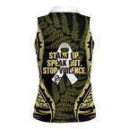 White Ribbon Day New Zealand Women Sleeveless Polo Shirt Respect Women Maori Pattern Yellow