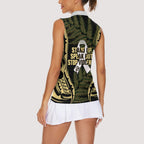 White Ribbon Day New Zealand Women Sleeveless Polo Shirt Respect Women Maori Pattern Yellow