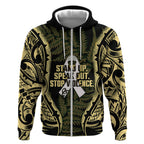 White Ribbon Day New Zealand Zip Hoodie Respect Women Maori Pattern Yellow