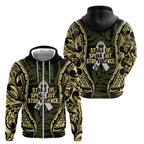 White Ribbon Day New Zealand Zip Hoodie Respect Women Maori Pattern Yellow