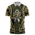 White Ribbon Day New Zealand Zipper Polo Shirt Respect Women Maori Pattern Yellow
