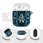 White Ribbon Day New Zealand AirPods Case Respect Women Maori Pattern Blue