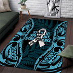 White Ribbon Day New Zealand Area Rug Respect Women Maori Pattern Blue