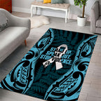 White Ribbon Day New Zealand Area Rug Respect Women Maori Pattern Blue