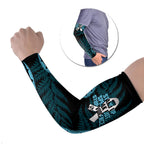 White Ribbon Day New Zealand Arm Sleeves Respect Women Maori Pattern Blue