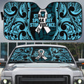 White Ribbon Day New Zealand Auto Sun Shade Respect Women Maori Pattern Blue