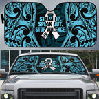 White Ribbon Day New Zealand Auto Sun Shade Respect Women Maori Pattern Blue