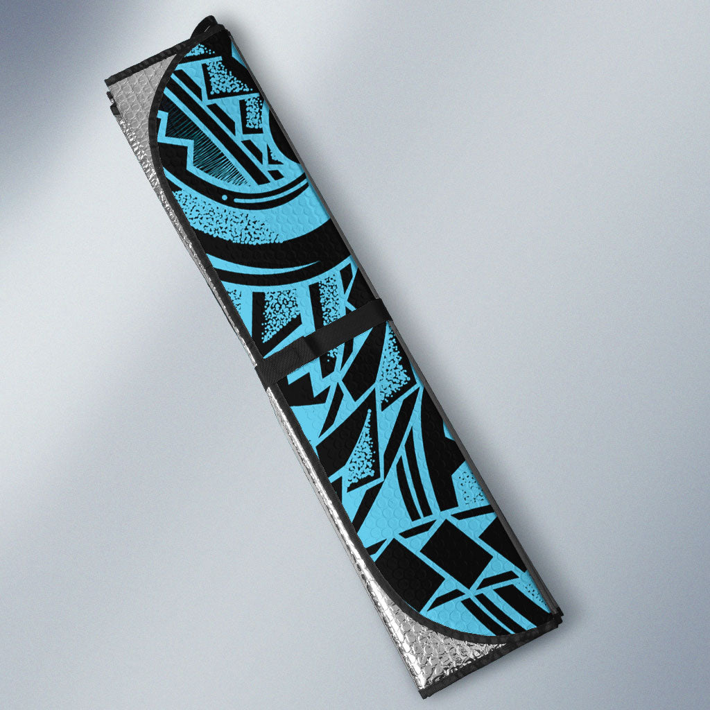 White Ribbon Day New Zealand Auto Sun Shade Respect Women Maori Pattern Blue
