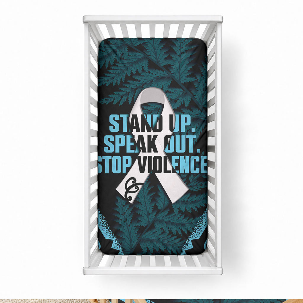 White Ribbon Day New Zealand Baby Bed Cover Respect Women Maori Pattern Blue