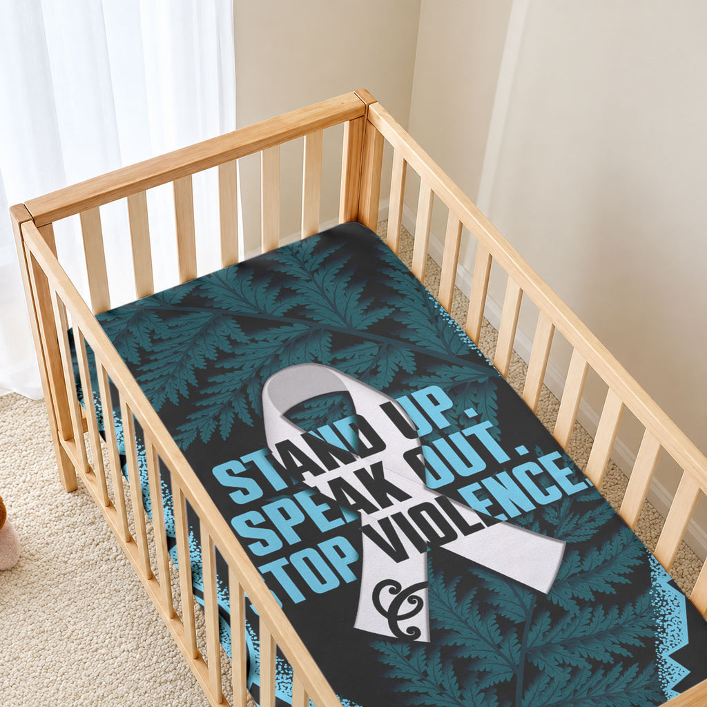 White Ribbon Day New Zealand Baby Bed Cover Respect Women Maori Pattern Blue