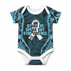 White Ribbon Day New Zealand Baby Onesie Respect Women Maori Pattern Blue