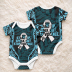 White Ribbon Day New Zealand Baby Onesie Respect Women Maori Pattern Blue