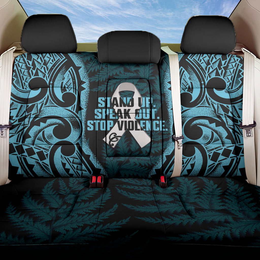 White Ribbon Day New Zealand Back Car Seat Cover Respect Women Maori Pattern Blue
