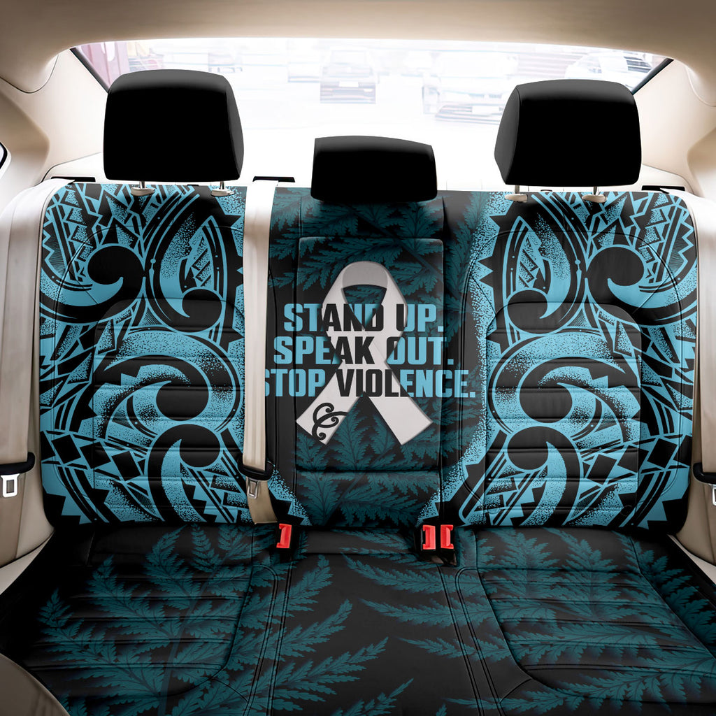 White Ribbon Day New Zealand Back Car Seat Cover Respect Women Maori Pattern Blue