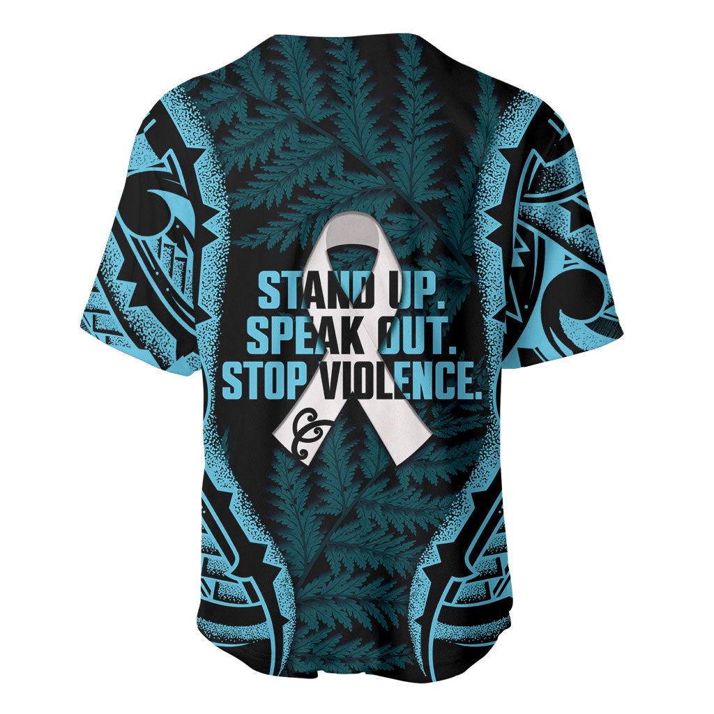 White Ribbon Day New Zealand Baseball Jersey Respect Women Maori Pattern Blue
