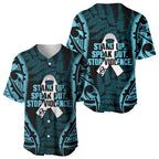 White Ribbon Day New Zealand Baseball Jersey Respect Women Maori Pattern Blue