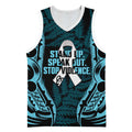 White Ribbon Day New Zealand Basketball Jersey Respect Women Maori Pattern Blue