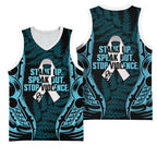 White Ribbon Day New Zealand Basketball Jersey Respect Women Maori Pattern Blue