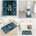 White Ribbon Day New Zealand Bathroom Set Respect Women Maori Pattern Blue
