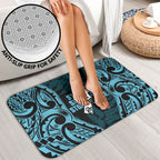 White Ribbon Day New Zealand Bathroom Set Respect Women Maori Pattern Blue