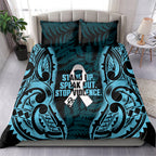 White Ribbon Day New Zealand Bedding Set Respect Women Maori Pattern Blue