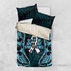 White Ribbon Day New Zealand Bedding Set Respect Women Maori Pattern Blue