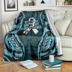 White Ribbon Day New Zealand Blanket Respect Women Maori Pattern Blue