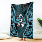 White Ribbon Day New Zealand Blanket Respect Women Maori Pattern Blue