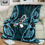 White Ribbon Day New Zealand Blanket Respect Women Maori Pattern Blue