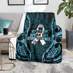 White Ribbon Day New Zealand Blanket Respect Women Maori Pattern Blue