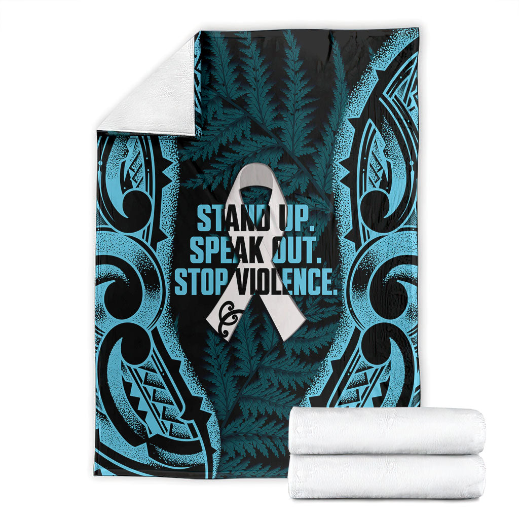 White Ribbon Day New Zealand Blanket Respect Women Maori Pattern Blue