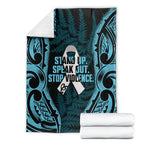 White Ribbon Day New Zealand Blanket Respect Women Maori Pattern Blue