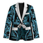 White Ribbon Day New Zealand Blazer Respect Women Maori Pattern Blue