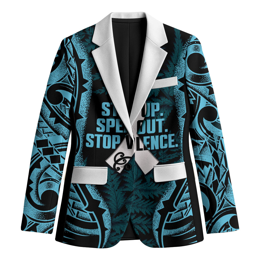 White Ribbon Day New Zealand Blazer Respect Women Maori Pattern Blue