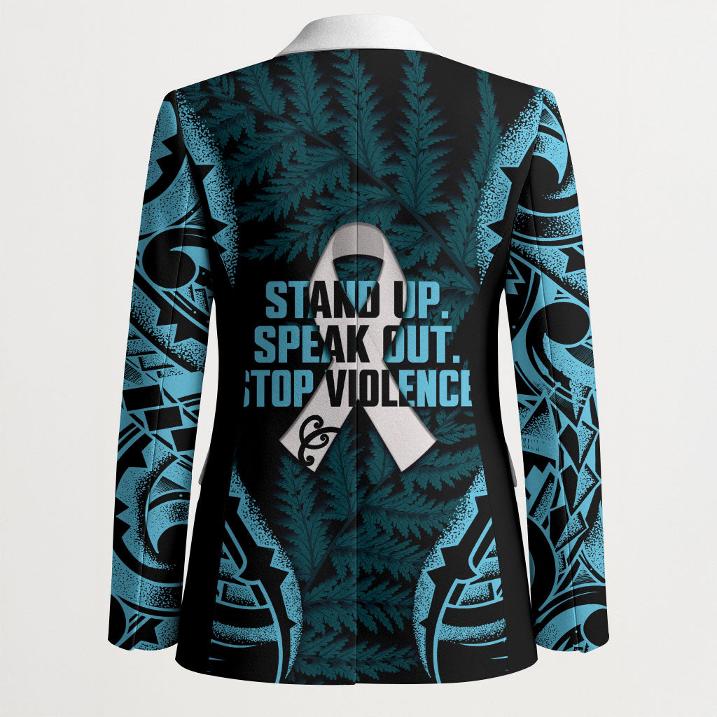 White Ribbon Day New Zealand Blazer Respect Women Maori Pattern Blue