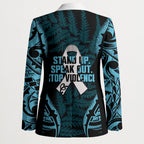 White Ribbon Day New Zealand Blazer Respect Women Maori Pattern Blue