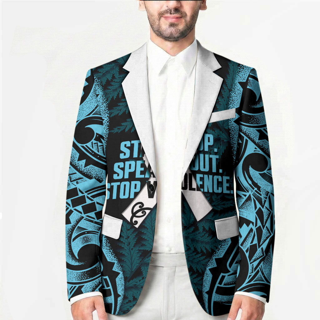 White Ribbon Day New Zealand Blazer Respect Women Maori Pattern Blue