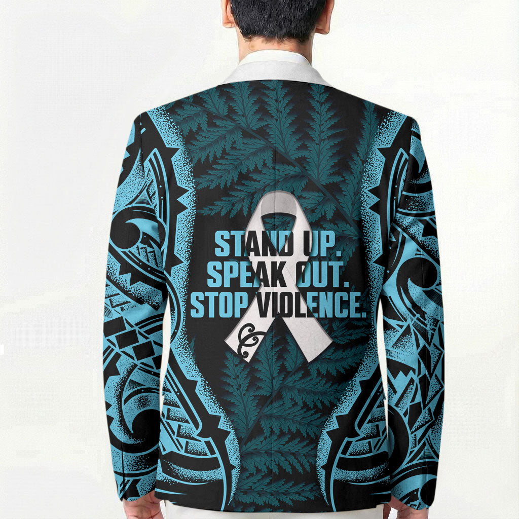White Ribbon Day New Zealand Blazer Respect Women Maori Pattern Blue