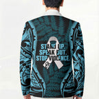 White Ribbon Day New Zealand Blazer Respect Women Maori Pattern Blue