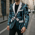 White Ribbon Day New Zealand Blazer Respect Women Maori Pattern Blue